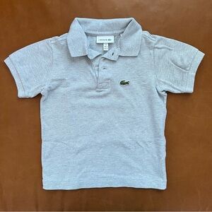 Lacoste Kids Light Gray Polo with Green Crocodile Logo